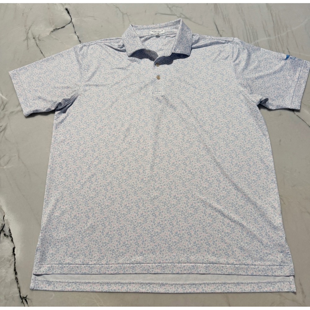 Peter Millar Summer Comfort Mens Large Polo Shirt Cocktail Print Raven Phoenix